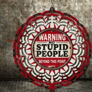 8 Inch No Stupid People Beyond This Point Wind Spinner